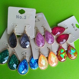 Inspired teardrop glitter or iridescent earrings